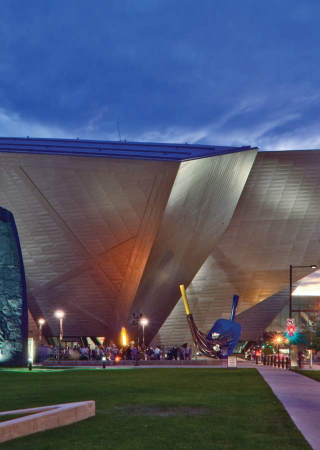 Denver Art Museum Exterior at Night