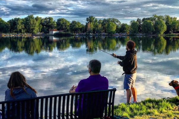 Man fishing in Denver's Washington Park