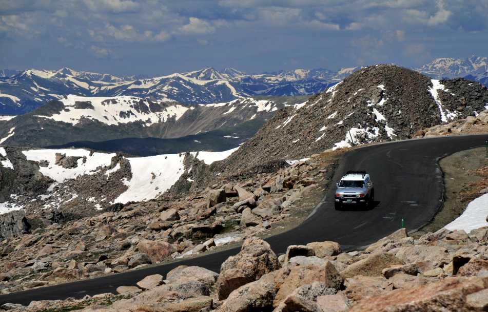 Driving to the summit of Mount Evans.